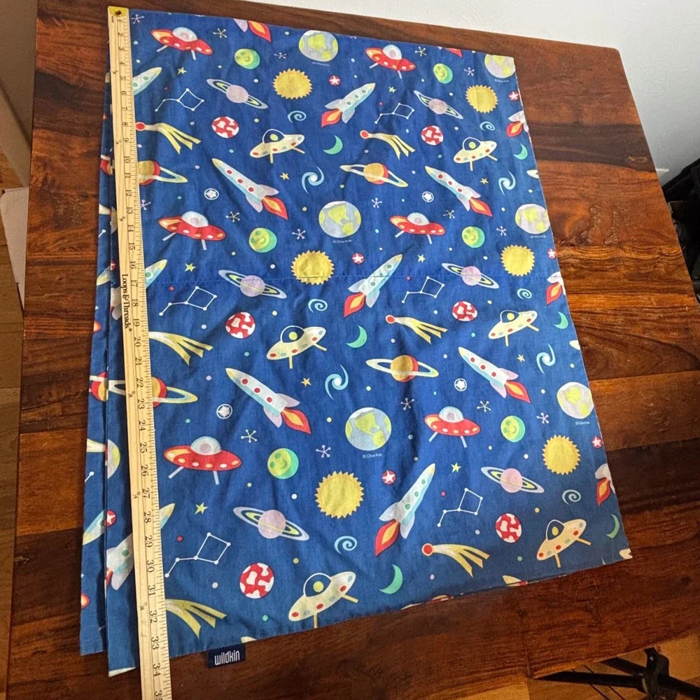 Wildkin Olive‎ Kids Space Rocket UFO Planets Blue Nap Pillowcase Envelope